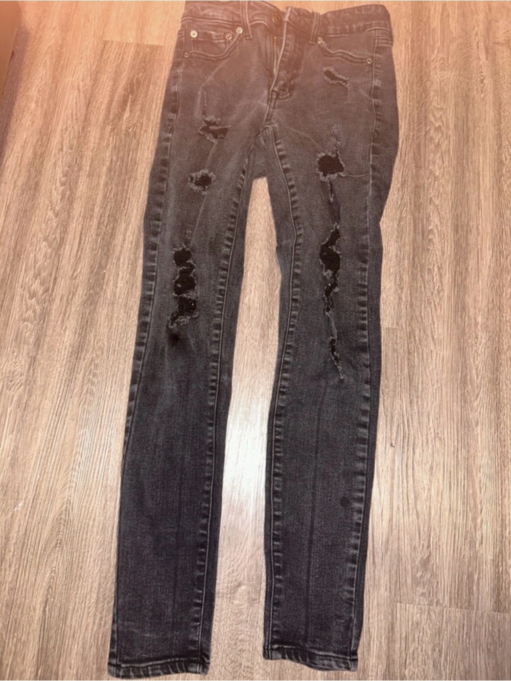 Aeropostale Black Distressed Skinny Jeans for Women